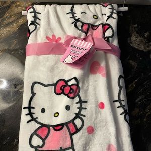 💖Hello Kitty Pink Daisy Flower & Bow Blanket